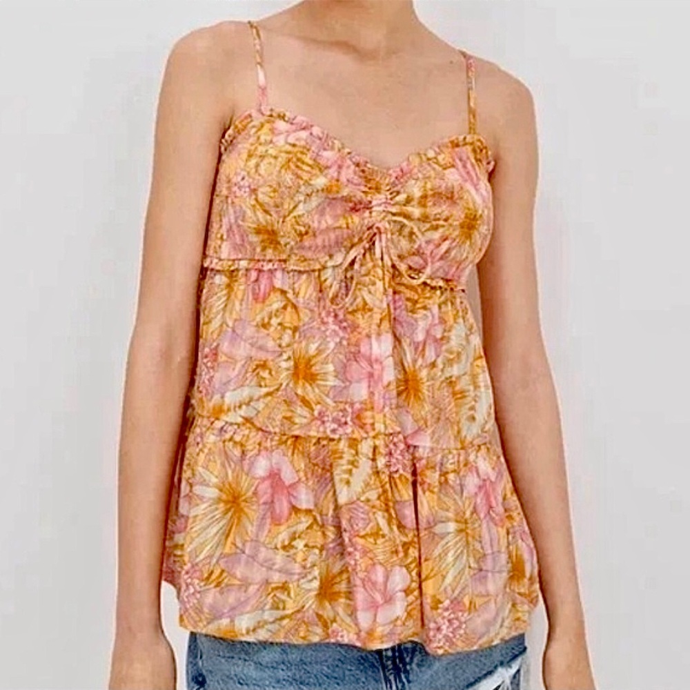 Floral Pink and Orange Women's Top